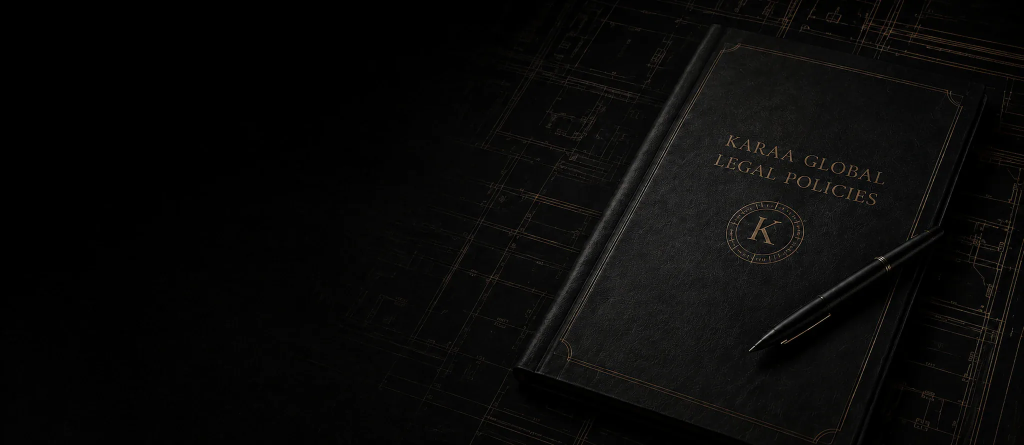 Karaa Global Legal Policies book and pen